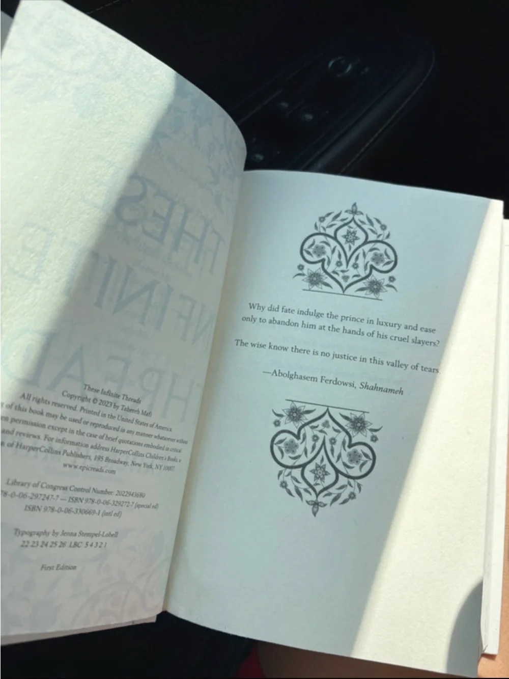 These Infinite Threads by Tahereh Mafi - Cream & Black Hardcover NO COVER PAGE